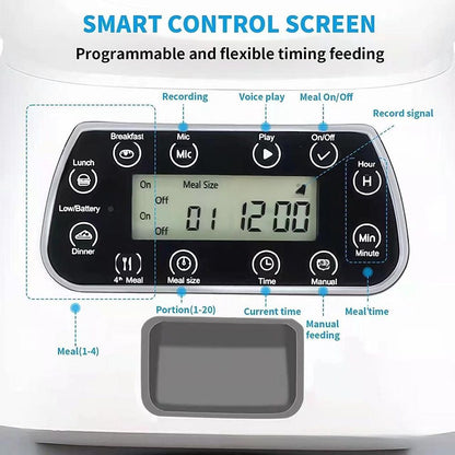 Smart Pet Automatic Feeder with 3.5L Capacity, Timed Portion Control, WiFi Remote Control, Voice Call Feature, Dual Power Supply for Cats and Small Dogs, Ideal for Indoor Use While You Are Away (B（WiFi ）)
