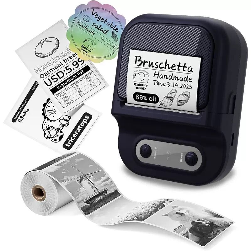 Portable Inkless Thermal Label Printer with Bluetooth Connectivity, Compatible with 12-58mm Paper Widths for Home Organization, Office Filing, Retail Pricing, and Creative Labeling Projects (Green)