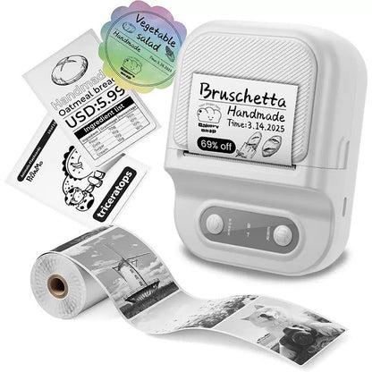 Portable Inkless Thermal Label Printer with Bluetooth Connectivity, Compatible with 12-58mm Paper Widths for Home Organization, Office Filing, Retail Pricing, and Creative Labeling Projects (Red)