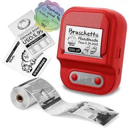 Portable Inkless Thermal Label Printer with Bluetooth Connectivity, Compatible with 12-58mm Paper Widths for Home Organization, Office Filing, Retail Pricing, and Creative Labeling Projects (White)