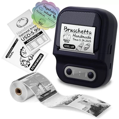 Portable Inkless Thermal Label Printer with Bluetooth Connectivity, Compatible with 12-58mm Paper Widths for Home Organization, Office Filing, Retail Pricing, and Creative Labeling Projects (White)