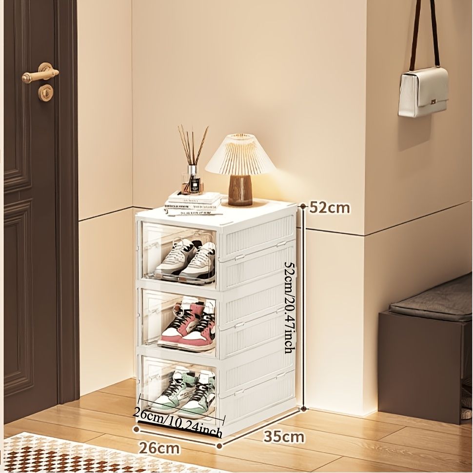 White Black foldable shoe storage boxes, transparent shoe boxes, shoe storage Australia, wardrobe organisers, stackable shoe boxes, collapsible shoe containers, shoe protection boxes, clutter-free storage, home organisation Australia