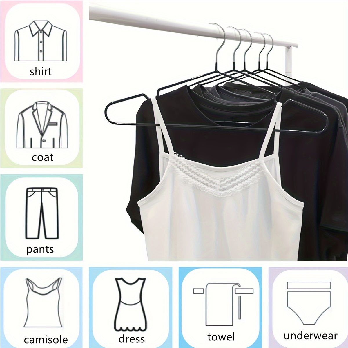 Black Blue plastic-coated metal hangers, non-slip clothes hangers, 50-pack hangers, durable hangers, closet organization hangers, wardrobe hangers, commercial hangers Australia
