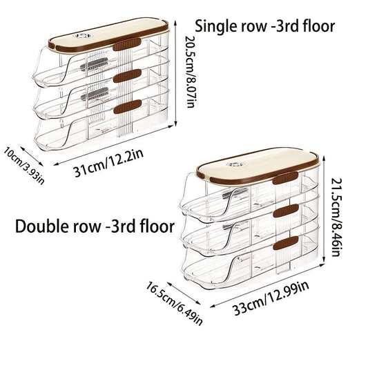 Beige Gold egg storage box, portable egg container, lidded egg holder, kitchen egg organizer, australian kitchen, fridge egg storage, stackable egg crate, see-through egg box