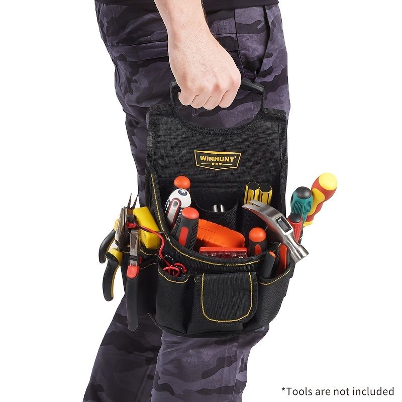 Black Gray tool organizer bag, WINHUNT, tool storage, DIY tools, professional tools, tool compartments, Australian tradies, workshop organization, heavy duty tool bag