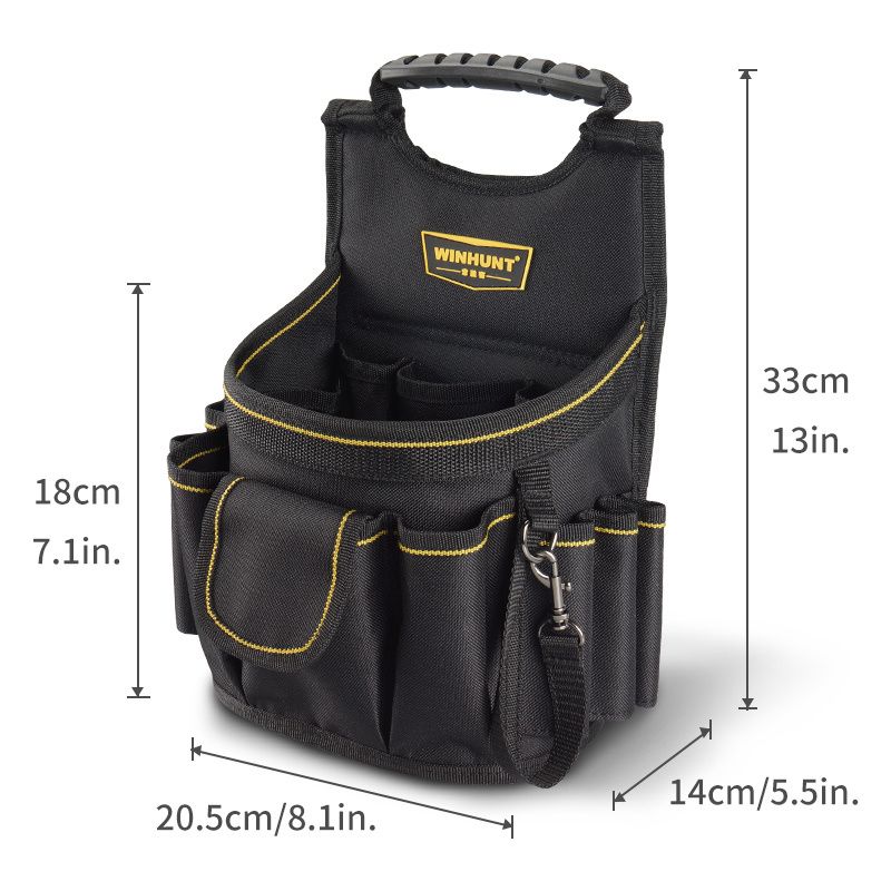 Black Gray tool organizer bag, WINHUNT, tool storage, DIY tools, professional tools, tool compartments, Australian tradies, workshop organization, heavy duty tool bag