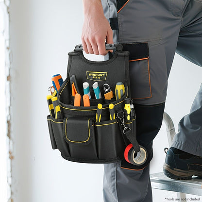 Black Gray tool organizer bag, WINHUNT, tool storage, DIY tools, professional tools, tool compartments, Australian tradies, workshop organization, heavy duty tool bag