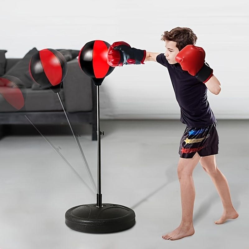 Red kids boxing set, standing punching bag, boxing gloves for kids, kids fitness equipment, boxing for children, Australian kids toys, sports for kids, active play set