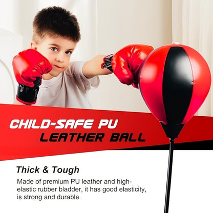 Red kids boxing set, standing punching bag, boxing gloves for kids, kids fitness equipment, boxing for children, Australian kids toys, sports for kids, active play set