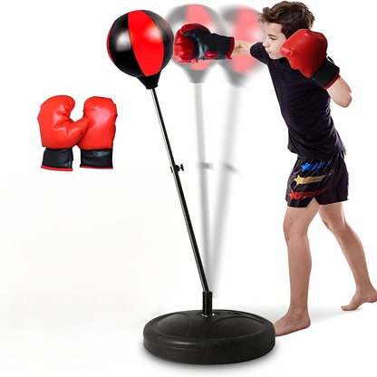 Red kids boxing set, standing punching bag, boxing gloves for kids, kids fitness equipment, boxing for children, Australian kids toys, sports for kids, active play set