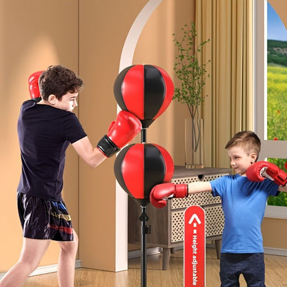 Red kids boxing set, standing punching bag, boxing gloves for kids, kids fitness equipment, boxing for children, Australian kids toys, sports for kids, active play set