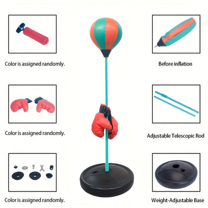 Black kids punching ball, boxing set for kids, martial arts toy for kids, adjustable punching ball, durable punching ball, children's fitness toy, active play equipment Australia