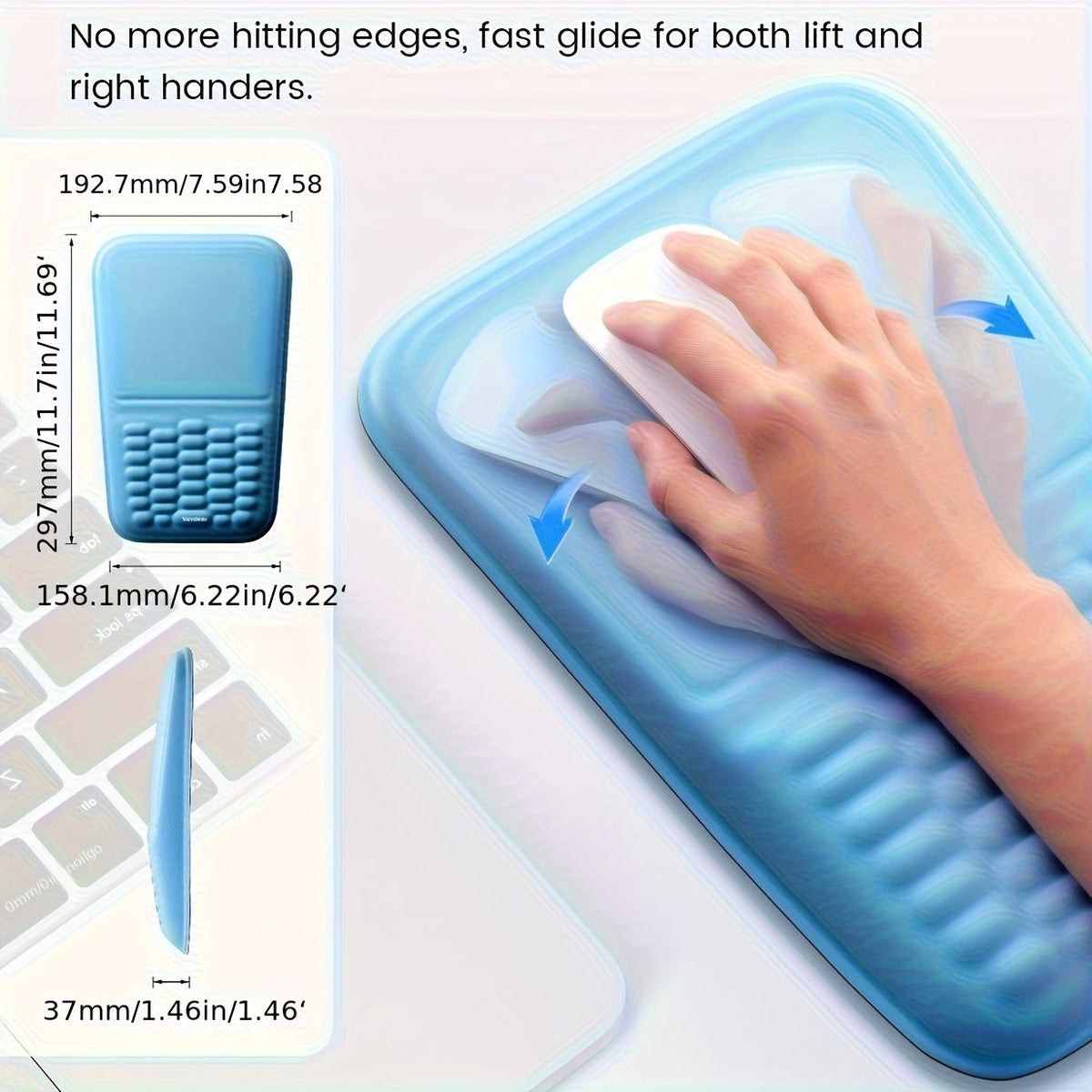 Gray Vaydeer Ergonomic Mouse Pad with Cushioned Wrist Rest and Smooth Tracking Surface