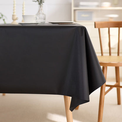 Rectangle Tablecloth Waterproof Spillproof Wrinkle Free Table Cloth, Kitchen Dining Tabletop Decoration, Fabric Table Cover for Outdoor and Indoor Use, 140x180cm, Black