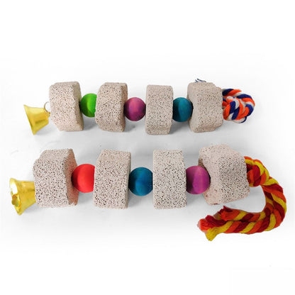 2 Pack Chicken Chewing Toy, Chick Beak Grinding Calcium Stone with Bells, Cage Accessories for Bird Parrot Cockatiel Parakeet Budgies Rat Hamster