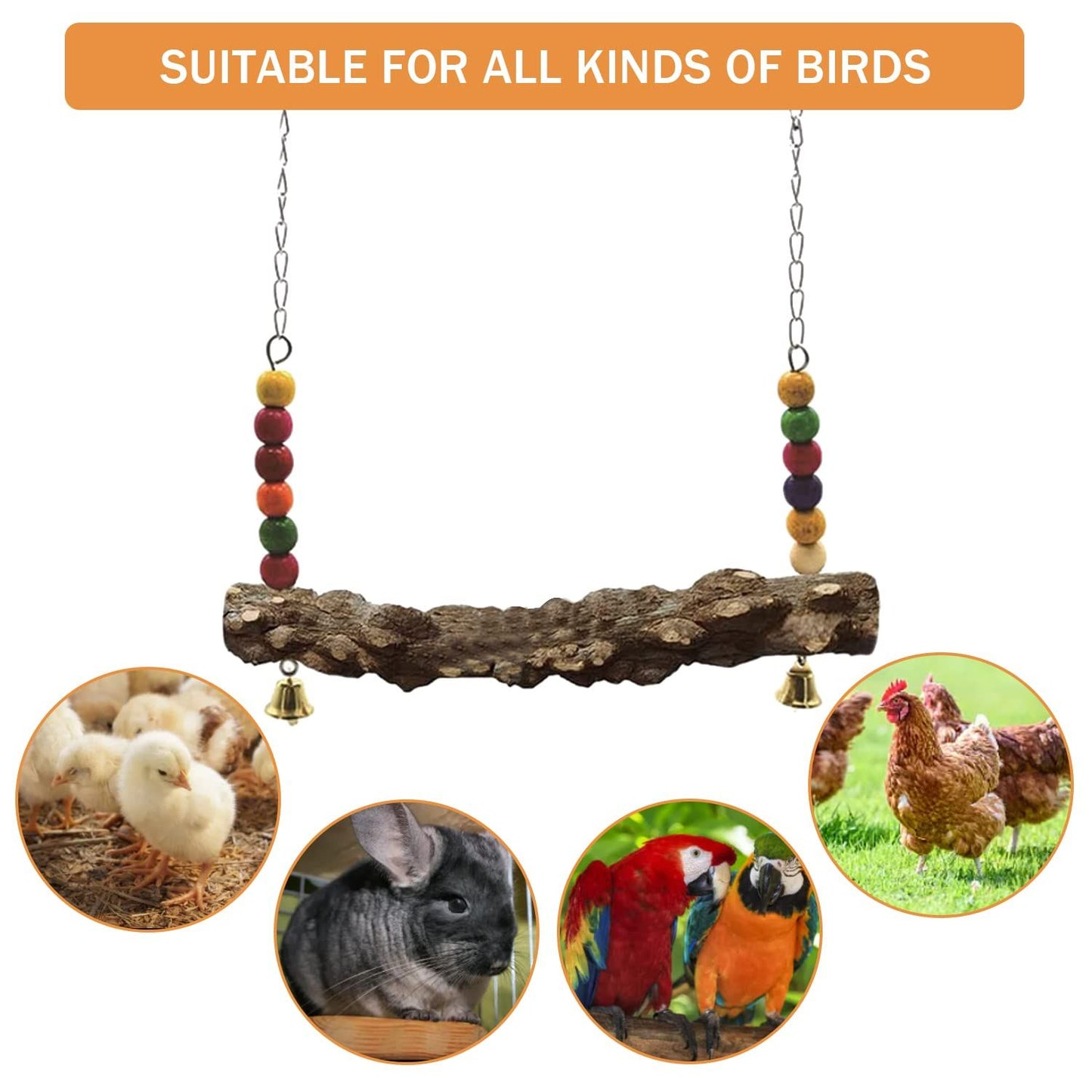 2pcs Chicken Bird Swing,Chicken Perch,Natural Wooden Swing Toys,Wood Stand for Chick,Safe and Relief of Stress,Chicken Coop Accessories