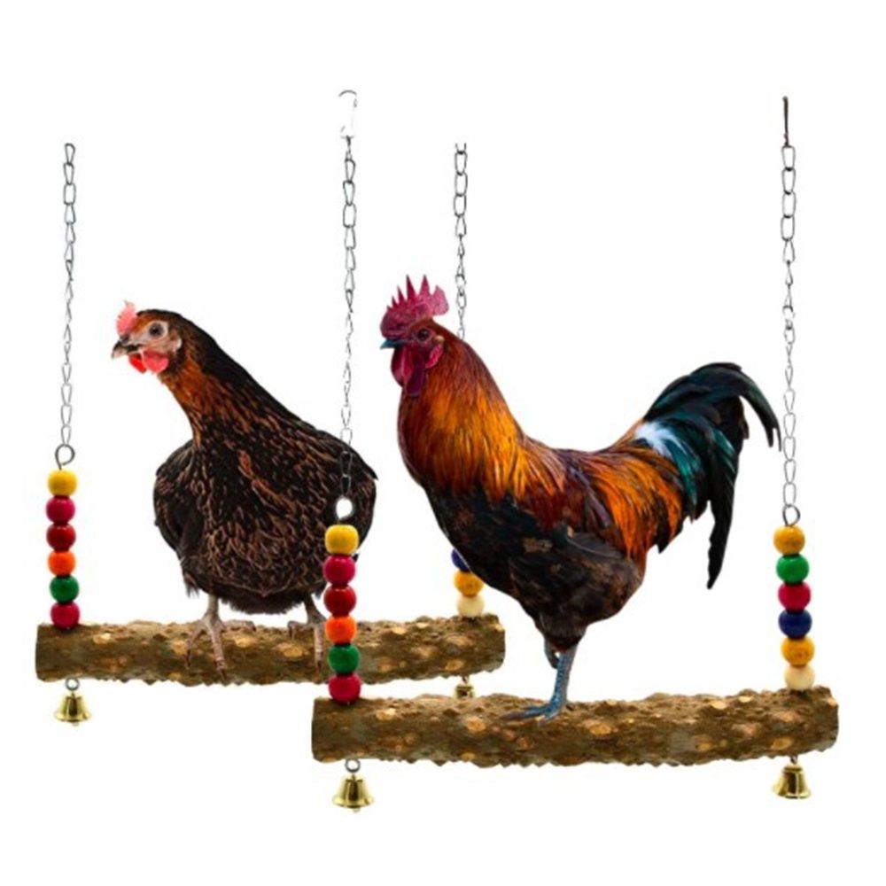 2pcs Chicken Bird Swing,Chicken Perch,Natural Wooden Swing Toys,Wood Stand for Chick,Safe and Relief of Stress,Chicken Coop Accessories