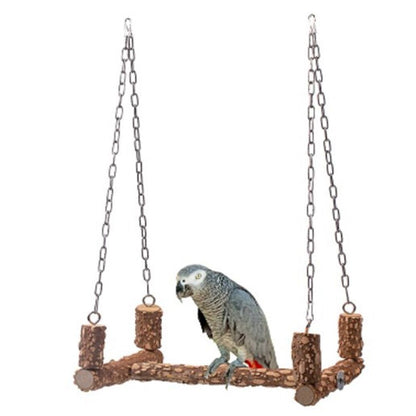 Large bird perch swing toy, natural Sichuan pepper wood parrot perch bracket toy, stainless steel hanging birdcage accessories, parrot biting toy