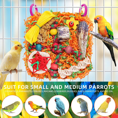 Bird Toys, 2 Pack Bird Grass Mat Foraging Wall Toys Parrot Shredder Toys for Parakeet, , Lovebird, Budgie, Small to Medium Birds