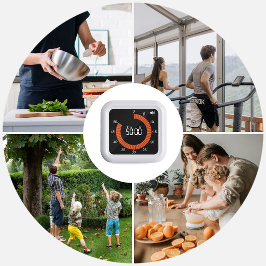 Digital Visual Timer - Large Display Magnetic Countdown Timer with Adjustable Volume and Brightness,  Memory Function for Kitchen, Classroom（White charging ）