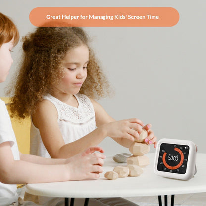 Digital Visual Timer - Large Display Magnetic Countdown Timer with Adjustable Volume and Brightness,  Memory Function for Kitchen, Classroom（White charging ）
