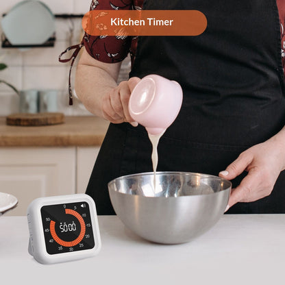 Digital Visual Timer - Large Display Magnetic Countdown Timer with Adjustable Volume and Brightness,  Memory Function for Kitchen, Classroom（White charging ）