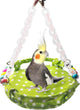 Hanging Parakeet Hammock,Medium Bird Beds for Cages Circle Bird Cage Hammock Swing,Green Cockatiel Sleeping Bed Nest Toy for Parrot Cockatoo Lovebird Conure Chain Cradle