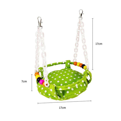 Hanging Parakeet Hammock,Medium Bird Beds for Cages Circle Bird Cage Hammock Swing,Green Cockatiel Sleeping Bed Nest Toy for Parrot Cockatoo Lovebird Conure Chain Cradle