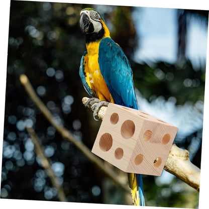 Bird Wooden Block Puzzle Parrot Chicken Foraging Toys, Small Animal Shredding Teething Parakeet Cockatiel Conure Budgie Cage Toys（5.2*5.2*5.2cm）