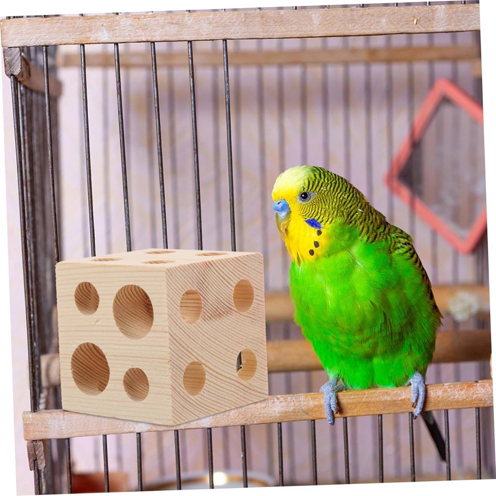 Bird Wooden Block Puzzle Parrot Chicken Foraging Toys, Small Animal Shredding Teething Parakeet Cockatiel Conure Budgie Cage Toys（5.2*5.2*5.2cm）