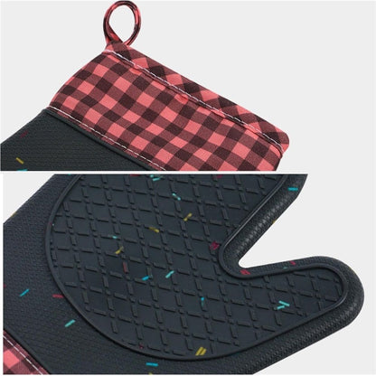 Silicone Oven Mitts Heat Resistant, Non Slip Baking Mittens with Cotton Lining, Cute Confetti Pink Kitchen Decor for Cooking, 2-Pcs Candy Grey