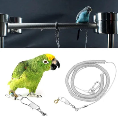 2pcs Parrot Flying Rope,3m Ultra Light Anti Bite Portable Bird Flying Training Leash Parrot Foot Chain Pet Bird Supplies for Macaw Greys Parakeet Cockatoo（Foot Ring No. 4）