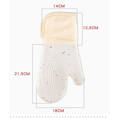 Set of 2 Silicone Oven Mitts Waterproof Shell Oven Mitts for Kitchen for Heat Degrees Washable Kitchen Mittens with Cotton Lining for Cooking Baking Grilling Microwave(Candy White)