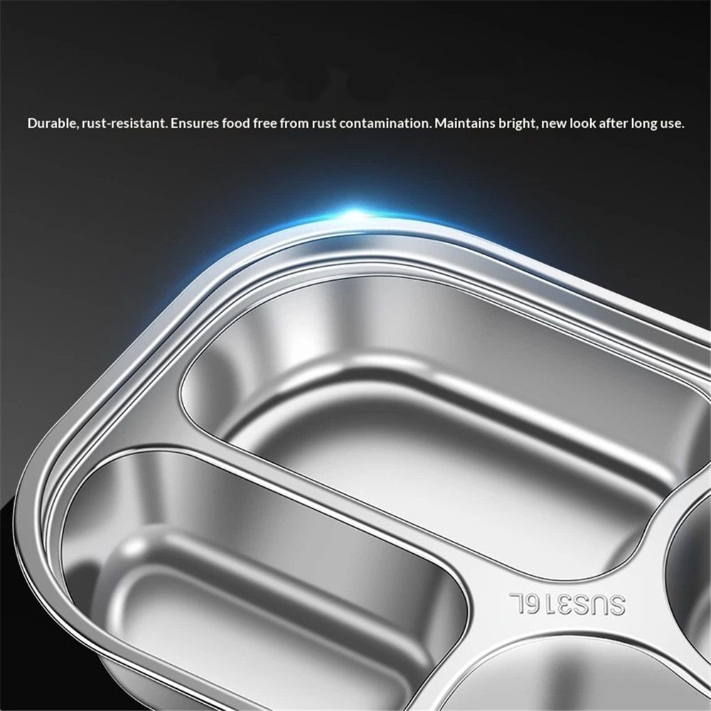 Stainless Steel Bento Box for Kids & Adults - Leakproof 4 Compartment Lunch Container - Stainless Steel Lunch Box Kids - Ideal for School, Office & Outdoor