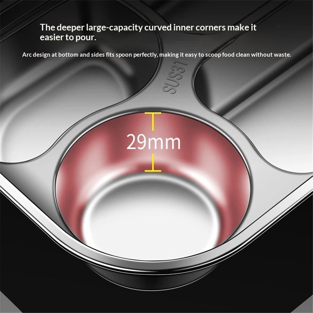 Stainless Steel Bento Box for Kids & Adults - Leakproof 4 Compartment Lunch Container - Stainless Steel Lunch Box Kids - Ideal for School, Office & Outdoor