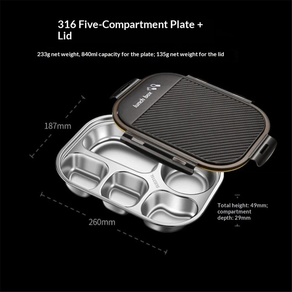 Stainless Steel Bento Box for Kids & Adults - Leakproof 4 Compartment Lunch Container - Stainless Steel Lunch Box Kids - Ideal for School, Office & Outdoor