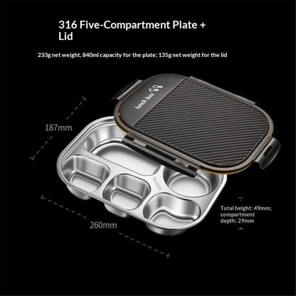 Stainless Steel Bento Box for Kids & Adults - Leakproof 4 Compartment Lunch Container - Stainless Steel Lunch Box Kids - Ideal for School, Office & Outdoor