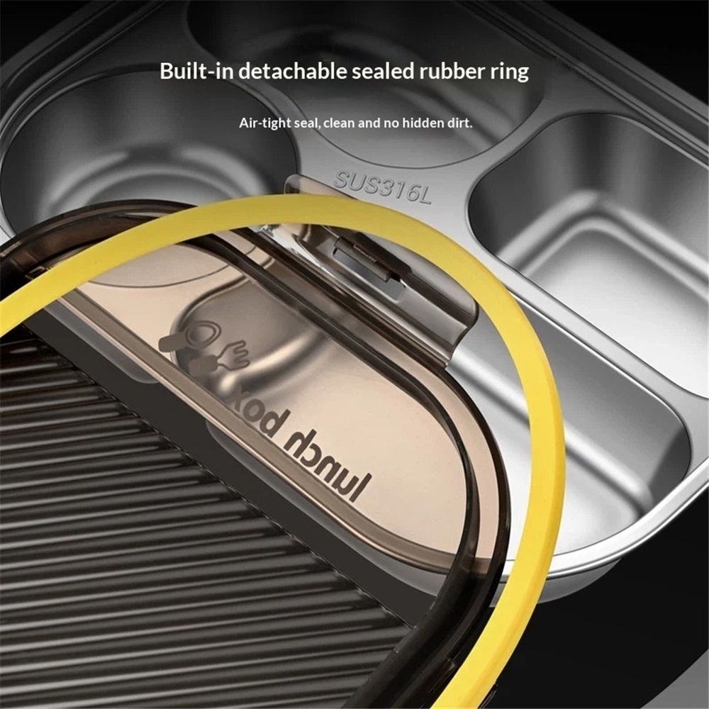 Stainless Steel Bento Box for Kids & Adults - Leakproof 4 Compartment Lunch Container - Stainless Steel Lunch Box Kids - Ideal for School, Office & Outdoor