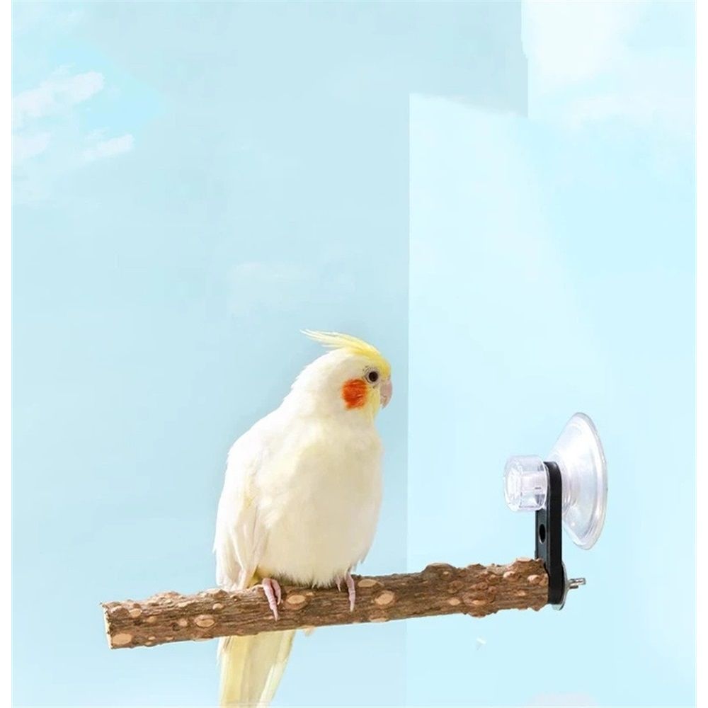 2Pcs Bird Perch With Suction Cup, Wooden Parrot Stand, Shower and Window Perch, Grinding Stick Training Toys, Wall Bath Car Travel Stand for Small and Medium Birds