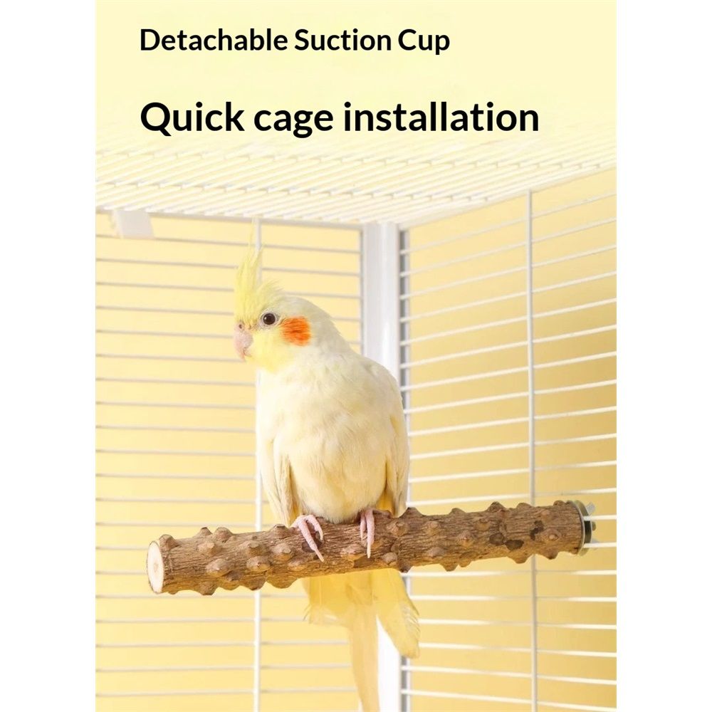 2Pcs Bird Perch With Suction Cup, Wooden Parrot Stand, Shower and Window Perch, Grinding Stick Training Toys, Wall Bath Car Travel Stand for Small and Medium Birds