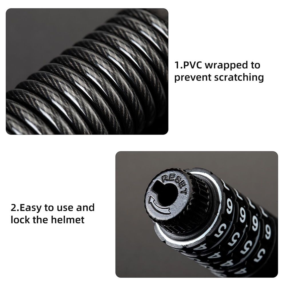 Combination Bike Lock Cable- Resettable Combination Lock, Anti-Theft Coiled Secutiry Cable for Bicycles, Kayaks, Paddle Boards, Gates and Outdoor Gear (5 FT)