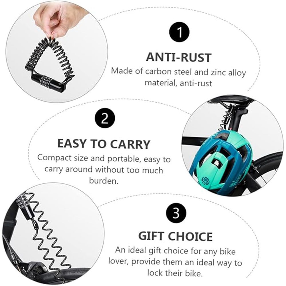 Combination Bike Lock Cable- Resettable Combination Lock, Anti-Theft Coiled Secutiry Cable for Bicycles, Kayaks, Paddle Boards, Gates and Outdoor Gear (5 FT)