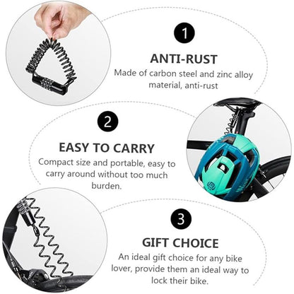 Combination Bike Lock Cable- Resettable Combination Lock, Anti-Theft Coiled Secutiry Cable for Bicycles, Kayaks, Paddle Boards, Gates and Outdoor Gear (5 FT)