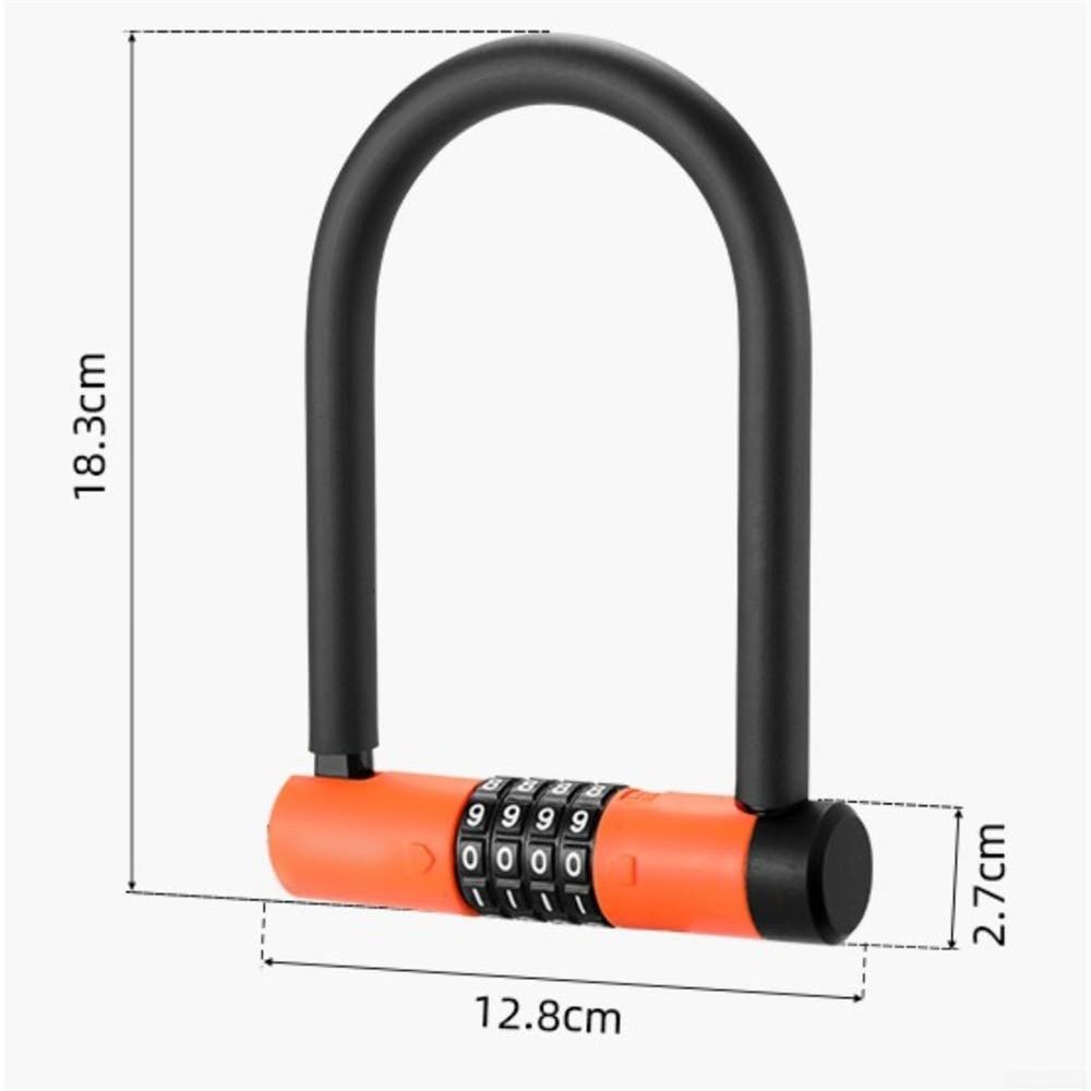 Combo Bike U-Lock Standard, Anti-Theft Security Bicycle Lock, Shackle, 4-Digit Resettable Combination U Lock for Scooter Road Mountain Bikes