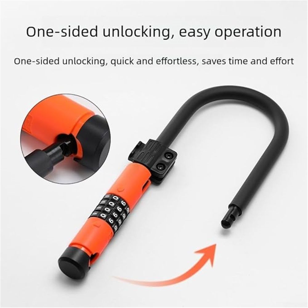 Combo Bike U-Lock Standard, Anti-Theft Security Bicycle Lock, Shackle, 4-Digit Resettable Combination U Lock for Scooter Road Mountain Bikes