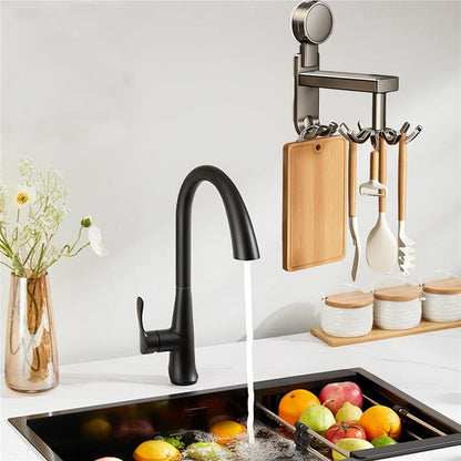 Kitchen Utensil Hanger, Rotational Suction Hooks, 360 Degree Hanger with No Punch Design, Tableware Hook for Apartment Restaurant Entryway, Home Accessories, Kitchen Rack for Bathroom Dining