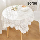 Handmade Crochet lace Table Runners Square Tablecloth Table Dresser Scarf Décor,35.4 inch, for Round Coffee Table, White Laces Fabric Embroidered Tablecloth