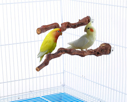 2 natural wooden bird perch racks, birdcage wooden bird rack tree perch, used for bird parrots and macaws (25cm)