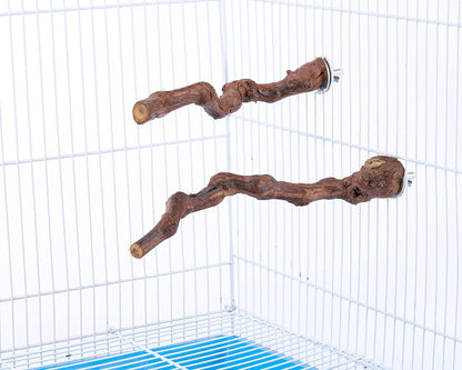 2 natural wooden bird perch racks, birdcage wooden bird rack tree perch, used for bird parrots and macaws (25cm)
