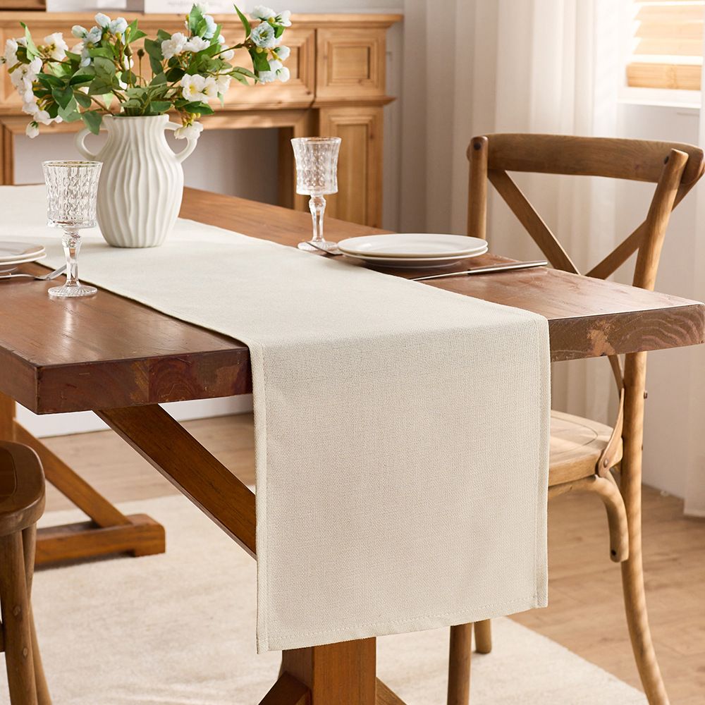 Tablecloth linen cotton linen Independence Day Halloween Christmas Thanksgiving dining table coffee table decorative cloth (30x180cm beige)